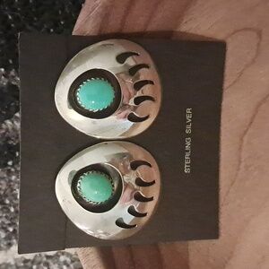 Handcrafted Sterling & Turquoise Bear Claw Earrings